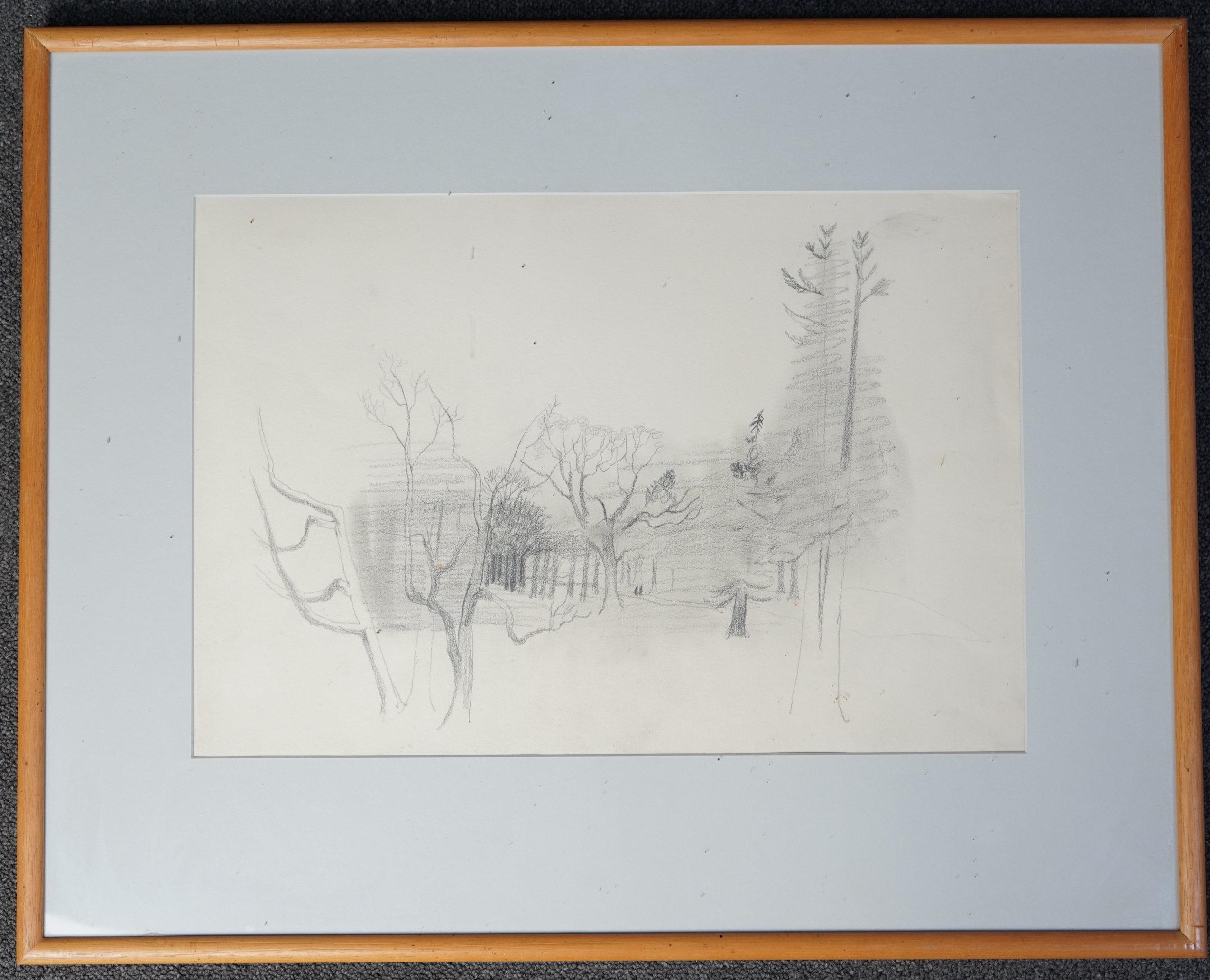 Christopher Wood (English, 1901-1930), Landscape with trees (Hampstead), pencil drawing, 30.5 x 45cm